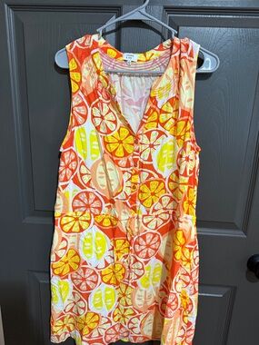 crown & ivy Citrus Slice Sleeveless Tunic in Orange, Yellow & Cream